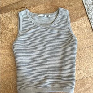 Babaton Light Gray Ribbed Sleeveless Top